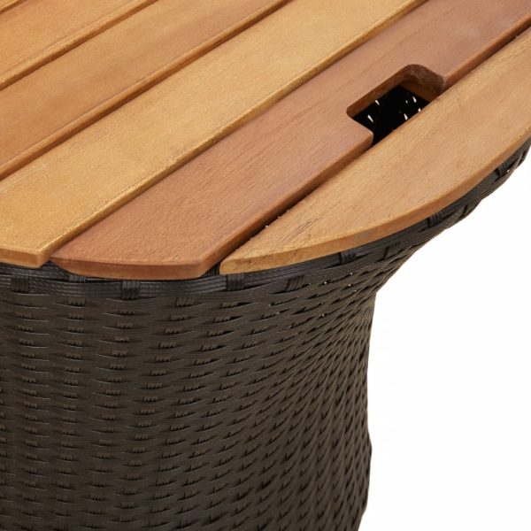 vidaXL Patio Side Tables 2 pcs with Wooden Top Beige Poly Rattan