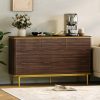 local-goods-image-d2d93baf-a462999e-f60a-4893-925f-0b0bc51fdcb2 GarveeHome 7 Drawers Dresser for Bedroom, 54in Wide Fluted Chest of Drawers Dresser Wood Storage Cabinet Curved Design TV Stand with Gold Metal Handles for Bedroom Living Room, Walnut