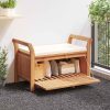 vidaXL Patio Storage Bench with Cushion Loveseat Outdoor Solid Wood Acacia