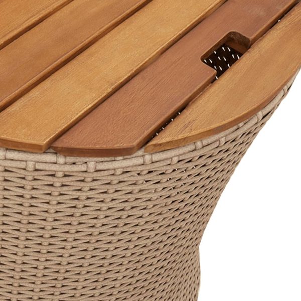vidaXL Patio Side Tables 2 pcs with Wooden Top Beige Poly Rattan