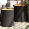 vidaXL Patio Side Tables 2 pcs with Wooden Top Beige Poly Rattan