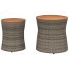 vidaXL Patio Side Tables 2 pcs with Wooden Top Beige Poly Rattan