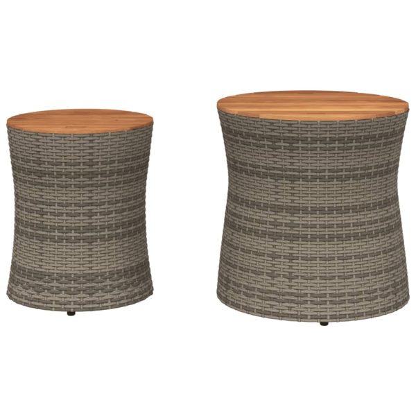 vidaXL Patio Side Tables 2 pcs with Wooden Top Beige Poly Rattan
