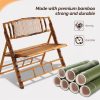 Handmade Bamboo Rattan Double Seat Folding Loveseat - Sturdy Portable Foldable Chair for Outdoor Patio Balcony Garden, Space-Saving Outdoor Leisure Chair