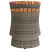 vidaXL Patio Side Tables 2 pcs with Wooden Top Beige Poly Rattan