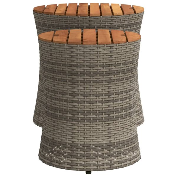 vidaXL Patio Side Tables 2 pcs with Wooden Top Beige Poly Rattan