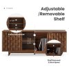 COLAMY TV Stand with Two Doors， Entertainment Center 59" with Adjustable Shelves and Storage， Mid-Century Modern TV Stand for 50/55/65 inch TV， Media Console Cabinet for Living Room， Bedroom Walnut