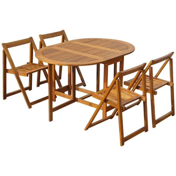 vidaXL Garden Table Folding Brown Solid Acacia Wood Outdoor Surface Patio