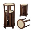 4/6 PCS Stackable Stools, Rubber Wood Stool with Rattan Woven Seat and Mobile Base, Stacking Side Stool for Dining Table, Walnut / Natural Wood