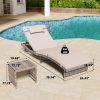 3 Pieces Chaise Lounge Set, Modern Outdoor Patio Furniture with Adjustable Backrest & Side Table, Durable PE Wicker, Weather Resistant Cushions