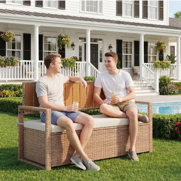 local-goods-image-f8780798-b892a04e-8faa-4694-889d-377b97e90cb4 Wicker storage stool Iron Plastic wood Wicker Wicker Waterproof cushion Wicker storage stool