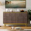 local-goods-image-f9f4686c-255e6024-ab2c-406c-b693-f0ad7e099e82 GarveeHome 7 Drawers Dresser for Bedroom, 54in Wide Fluted Chest of Drawers Dresser Wood Storage Cabinet Curved Design TV Stand with Gold Metal Handles for Bedroom Living Room, Walnut