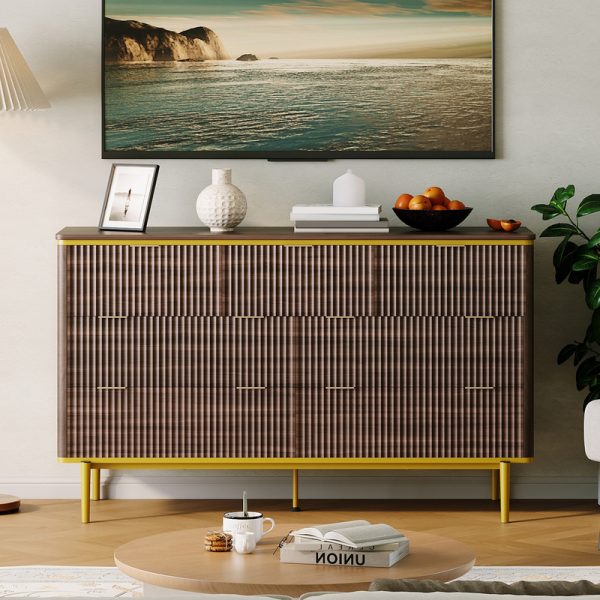 local-goods-image-f9f4686c-255e6024-ab2c-406c-b693-f0ad7e099e82 GarveeHome 7 Drawers Dresser for Bedroom, 54in Wide Fluted Chest of Drawers Dresser Wood Storage Cabinet Curved Design TV Stand with Gold Metal Handles for Bedroom Living Room, Walnut