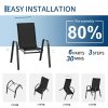 Set of 6 Brown Outdoor Patio Chairs with High Back, Stackable and All-Weather Resistant Textilene Fabric, Perfect for Backyard, Poolside, Garden, and Balcony Dining
