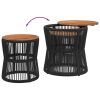 vidaXL Patio Side Tables 2 pcs with Wooden Top Beige Poly Rattan