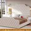 product-031c8264765d69e5d2065ce541642679630e6583.goods_.000001 Queen Size Bed Frame with 2 Nightstands with Mirror, Modern Platform Bed Frame with 53" Tall Headboard and 4 Storage Drawers