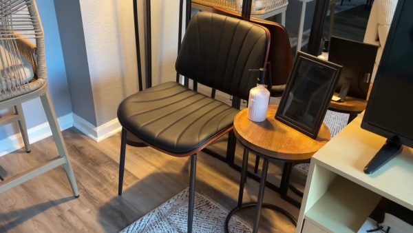 product-19444d6a5fd8597bdaec38e70ede1215abb95d89.temu_.000001 Padded Seat & Backrest - Modern Faux Leather Dining Chairs - Set Of 2 - Metal Legs with Adjustable Feet - for Kitchen, Dining Room, Office