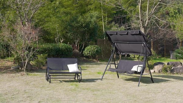 product-1c6016f32e4bbb34d3d8392bd2432e65dc92f5cf.goods_.000001 YODOLLA Outdoor Swing Chairs, 2-Person Glider Bench with Detachable Cushion And Adjustable Canopy, Ideal for Garden, Poolside, And Backyard