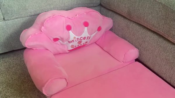 product-20a6b1b4f4b18989ef68f7b5459b0244ddba73a2.goods_.000001 Kids Sofa Princess Crown Pink - 2-in-1 Flip Open Kids Couch & Lounger | Machine Washable Plush Cover & Certified Safe Foam | Dreamy Reading Nook Chair For Girls