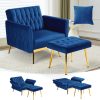 product-2123229-78f368d2-42fc-40ea-8d80-ae746a3077fc-0ca404611f74faf5107aa6cb2107e183 ACMEASE Velvet Single Accent Chair with Adjustable Armrests And Backrest, Comfortable Single Chair with Ottoman, Button Tufted Lounge Recliner Armchair with Pillow for Living Room, Bedroom, Study Room