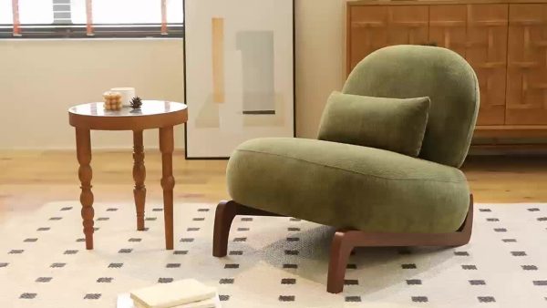 product-24a56ef2be6a6cc018d96189e64a903a8e5c38d4.temu_.000001 Cute Accent Chair with Solid Wood Legs, Velvet Living Room Chair with Soft Cushion, Cozy Bedroom Chair, Comfy Armless Reading Chair for Apartment, Waiting Room, Balcony