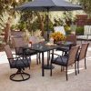 product-30a68529855d699f60711e29ff3791a8fe58183b.temu_.000001 Andehomy 7pcs Patio Dining Set with 6 Chairs And 1 Table, Outdoor Dining Set with 2 Wicker Swivel Patio Dining Chairs with Cushions & Black, Rectangular Woodgrain Metal Dining Table with 1.75" Umbrella Hole, Black & Brown