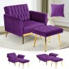 product-43366551-391cf6a9-c0aa-489d-afac-babc380f718d-13cf20a19bb57be18193dc6a9c3a5429 ACMEASE Velvet Single Accent Chair with Adjustable Armrests And Backrest, Comfortable Single Chair with Ottoman, Button Tufted Lounge Recliner Armchair with Pillow for Living Room, Bedroom, Study Room