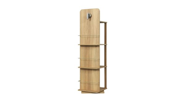 product-4bc9e9a70a3fa86946ecaff5d9554b5f46fcfab2.temu_.000001 4-Tier Rotating Bookshelf Tower with 360° Spinning Shelves - Natural Oak Wood Freestanding Bookcase Suitable for Small Spaces, Space-Saving Rolling Shelf for Home Office, Living Room, Assembly, Modern Square Bookcase for Books & Decor