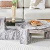 product-54bedf2e36f1ea030a877cf1419ed049526571b9.temu_.000001 MUUOKY Modern Round Nesting Coffee Table with Faux Marble Top & Glass Side Table - 24” Center Table Suitable for Living Room, 2-Tier Space-Saving, Easy Assembly, Luxury Apartment Furniture, Engineered Wood Base for Small Homes