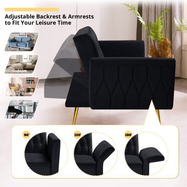 product-55b380dc-bbde4f9c-9924-459e-9e51-6d8d6a343b19-95b8ba222e1b7339e75679ea9ae7674f ACMEASE Velvet Single Accent Chair with Adjustable Armrests And Backrest, Comfortable Single Chair with Ottoman, Button Tufted Lounge Recliner Armchair with Pillow for Living Room, Bedroom, Study Room