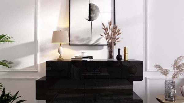 product-5af309f5296be4b139b912f2fc260a50f8d27c13.goods_.000001 Contemporary Glossy Dresser Storage Unit Featuring Six Drawers, a Wooden Double-Layer Shiny Chest Suitable for Bedrooms And Living Rooms, Designed with Simplicity And Elegance