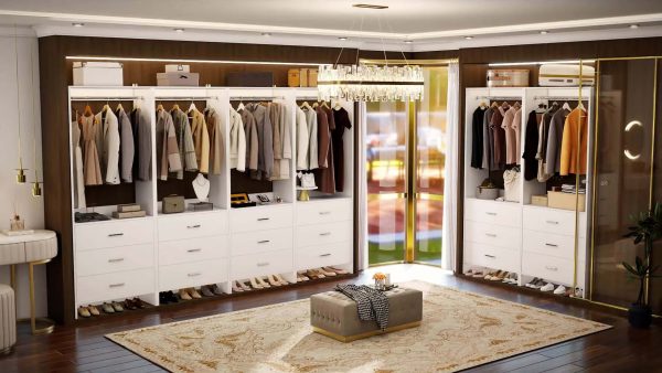 Wardrobe with 3 Drawers, 24 Inch Closet Organizer, Wooden Closet, Walk-in Closet