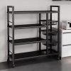 Kitchen Storage Shelf with Mesh Baskets, Metal Frame Serving Cart with Wheels, Rolling Baker's Rack with Adjustable Shelves, for Kitchen Bathroom Living Room Office