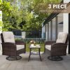 3pcs Patio Furniture Set, Outdoor Swivel Rocking Chairs with Glass Top Table and Thick Cushions for Porch, Deck, Balcony, Poolside, Patio Table And Chairs Set, Outdoor Dining Table And Chairs, Patio Chairs, Outdoor Furniture, Patio Set, Porch Seating, Deck Furniture, Cozy Outdoor Set, Swivel Chair, Garden Furniture Outdoor, Garden Chair, Outdoor Table And Chair Set, Bistro Patio Set, Patio Furniture Set Outdoor, Outdoor Patio Furniture Set, Small Patio Furniture Set, Front Porch Decor