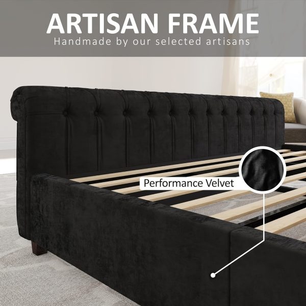 product-algo_check-auto-19c1e1a887dde2116b24f163aabd54ae_1736153197339 Chenille Upholstered Platform Bed Frame with Scroll Wingback Headboard And Footboard, Button Tufted Design, No Box Spring Required