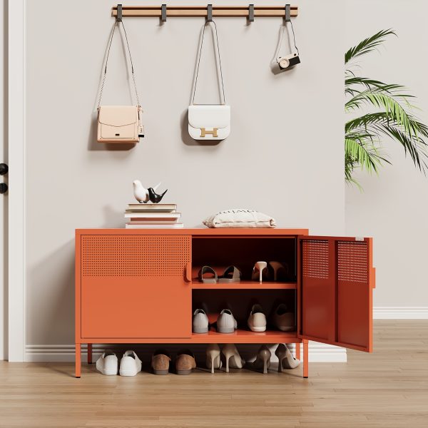 product-algo_check-auto-1b41a3c0963a390ef65b146364dab279_1778480380281 Two-Door Metal Storage Cabinet Featuring Adjustable Shelves - A Versatile 2-Tier Accent Cabinet Suitable for Home Office, Kitchen, Or Garage | Industrial Farmhouse Style Steel Cabinets