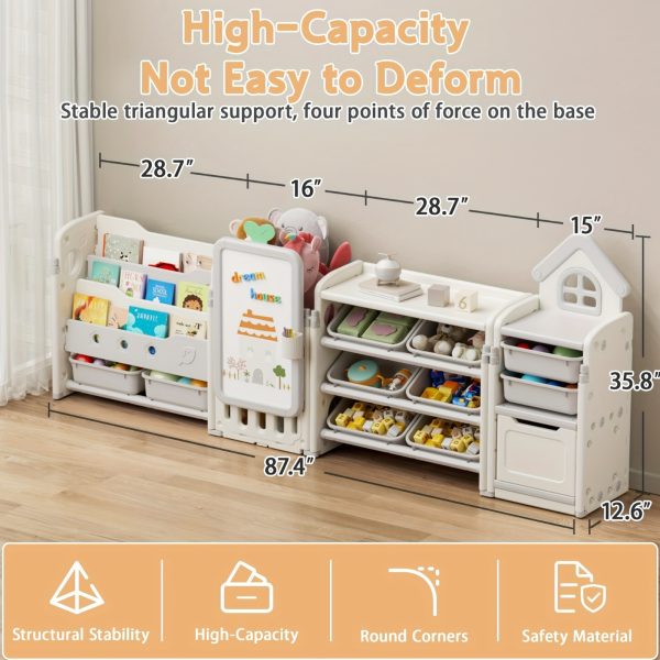 product-algo_check-auto-30af1a9277ed6e990fb2f77073376e0d_1775185302324 A Versatile Storage Solution for Featuring 10 Detachable Bins And a 3-Tier Bookshelf, Serving As a Multifunctional Organizer with a Drawing Board, Perfect for a Bedroom, Playroom, Or Living Area