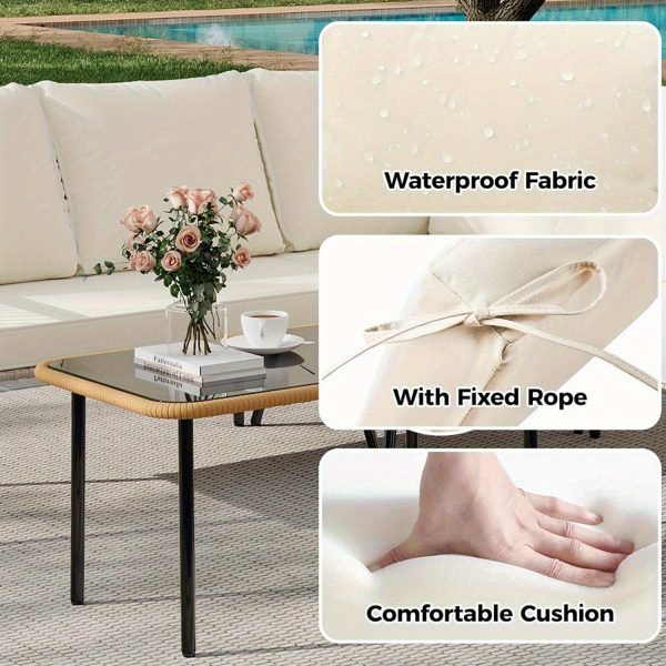 product-algo_check-auto-43caef5c3a89a79be70c7afd616bd3c6_1748116709875 Senfot 4pcs Outdoor Patio Furniture Set with Table, All-Weather Boho Wicker Rattan Patio Sectional L-Shaped Sofa, Metal Frame, Detachable Cushions, for Patio, Balcony, Backyard, Deck, Beige
