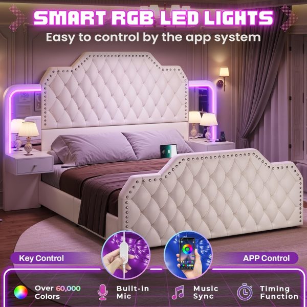 product-algo_check-auto-67288ae9c78afe1b4ff6ed3f37e4dc20_1737607774420 Queen Size Bed Frame with 2 Nightstands with Mirror, Modern Platform Bed Frame with 53" Tall Headboard and 4 Storage Drawers
