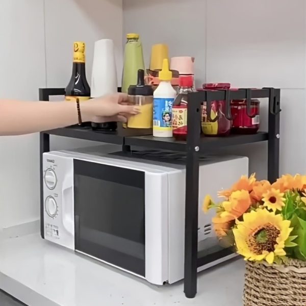 product-algo_check-auto-784a3f30916cd699178e11038fc0e248_1772419835205 1pc Triangle Shelf with Hooks, Expandable Metal Microwave Oven Rack - Vertical Countertop Storage Rack for Toaster Oven, Air Fryer, Rice Cooker And Other Appliances - Easy to Install, Sturdy Metal Construction, Space-Saving Design
