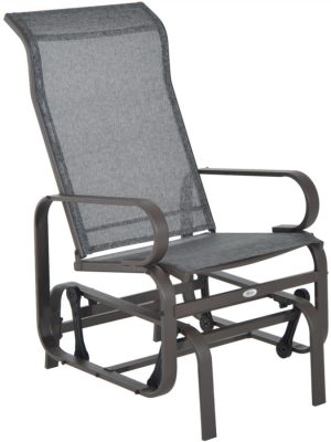 Patio Glider Rocker, Metal High-Back Chair for Use - Gray