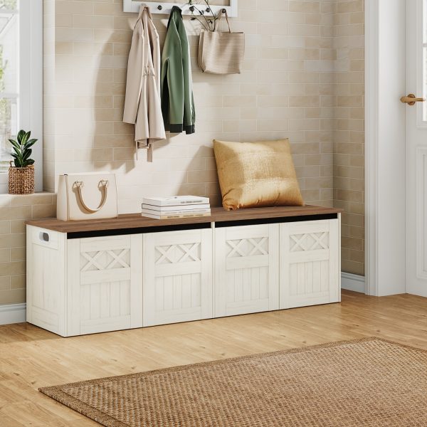 product-algo_check-auto-9eb7210bf3dd248b619b04638694289d_1772434619828 59.1-Inch Storage Box with a Large Storage Bench Featuring Two Hinges, Farmhouse-Style Wooden Box Bench, Lift-Top Storage Chest, Wooden Bed-End Bench, Suitable for Entryways And Bedrooms, in a Vintage White Color