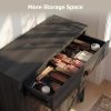 A Five-Level Shoe Storage Unit Featuring Drawers, Crafted from Wood with Adjustable Shelves, a Standalone Walnut Shoe Organizer, Perfect for Entryways, Hallways, And Walk-In Closets