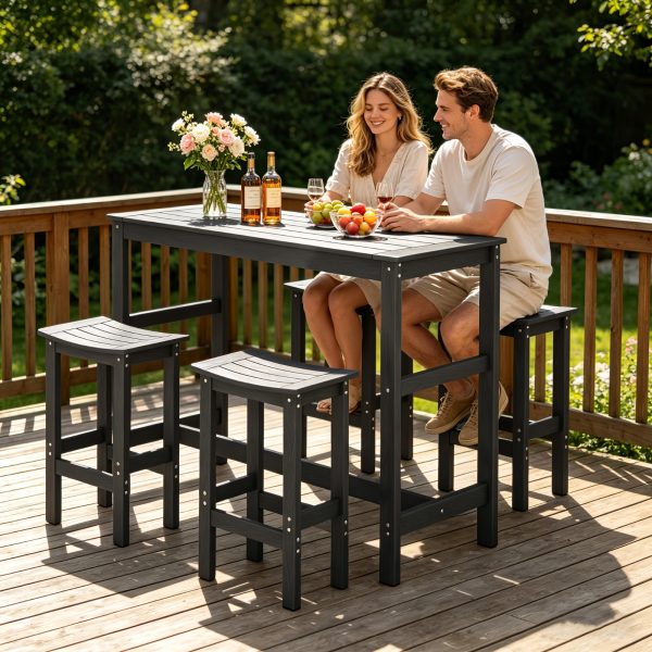 product-algo_check-auto-a6ecf74359e59120f6915e1e63568bd0_1778058075871 5pcs Outdoor Bar Table And 4-Chair Set, 55-Inch Rectangular High-Leg Bar Table with Stools, All-Weather Waterproof Patio Furniture, Easy to Assemble, Ideal for Patios, Balconies, Backyards, Porches, And Small Spaces