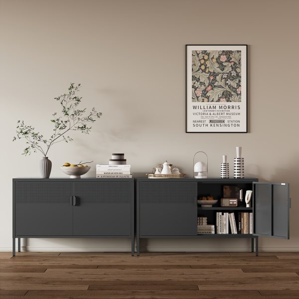 product-algo_check-auto-b19bce140d74ef690f9edfe4a638116b_1778480380047 Two-Door Metal Storage Cabinet Featuring Adjustable Shelves - A Versatile 2-Tier Accent Cabinet Suitable for Home Office, Kitchen, Or Garage | Industrial Farmhouse Style Steel Cabinets