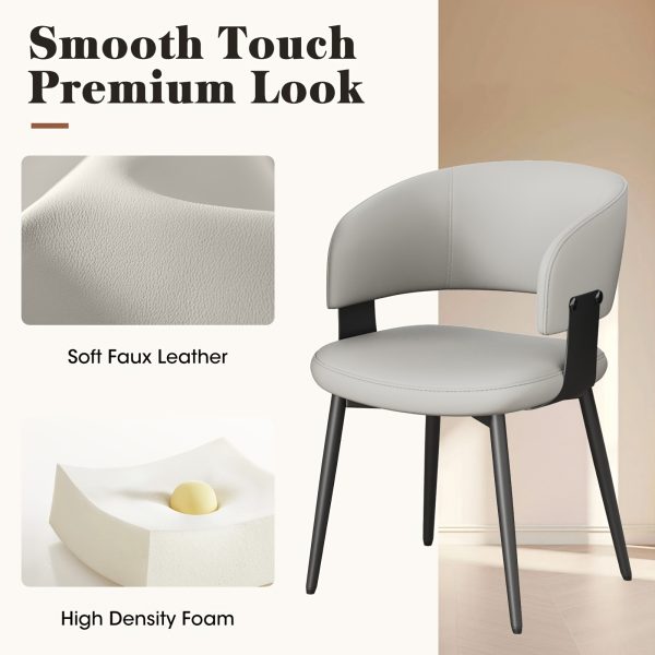 product-algo_check-auto-ccc20b828a35b75bd84869d1ba9f8eba_1769157151217 Modern Dining Chairs Set (2pcs), Faux Leather Upholstered Kitchen Chairs, Curved Back, Metal Legs, Mid Century Style, Suitable for Dining Room And Kitchen