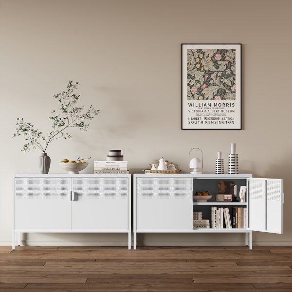 product-algo_check-auto-d6252fdd7a9a802b9b04882c79f94d7f_1778480380845 Two-Door Metal Storage Cabinet Featuring Adjustable Shelves - A Versatile 2-Tier Accent Cabinet Suitable for Home Office, Kitchen, Or Garage | Industrial Farmhouse Style Steel Cabinets