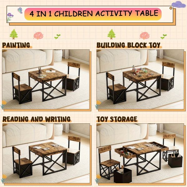 product-algo_check-auto-f781d5c52d298e50b2ea87500d4e2d9b_1745748026521 4-in-1 Kids Table And 2 Chairs Set With Storage Bins, Rustic Toddler Activity Desk For Playroom, Wooden Childrens Furniture For Crafts, Drawing & Reading