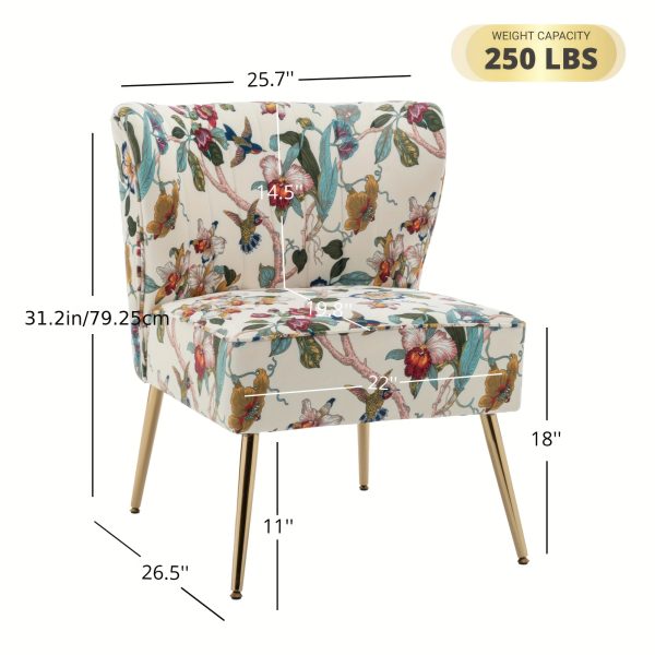 product-algo_framework-ImageCm2InAlgo-0a806402-5a6c-11f1-b08b-0a580ab004a0 Armless Accent Chair with Golden Metal Legs, Modern Comfy Tufted Living Room Chair, Velvet Upholstered Floral Side Chair, Mid Century Slipper Chair for Bedroom, Flower Print