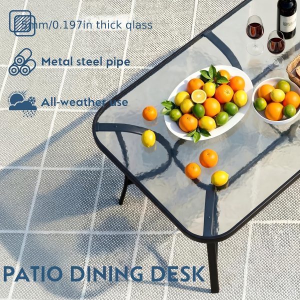 product-algo_framework-ImageCm2InAlgo-18d0e158-58eb-11f1-8783-0a580ab004a0-1 7pcs Outdoor Dining Table and Chairs for 6 People - Textilene Stackable Patio Furniture with Glass Table & Umbrella Hole Base Suitable for Deck, Poolside,, Backyard - Umbrella Not Included